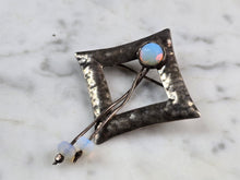 Load image into Gallery viewer, Womens Vintage Sterling Silver Hammered Modernist Brooch Pendant 10.4g E6705