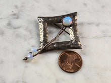 Load image into Gallery viewer, Womens Vintage Sterling Silver Hammered Modernist Brooch Pendant 10.4g E6705
