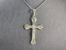 Load image into Gallery viewer, Vintage Estate Sterling Silver Religious Cross Pendant Necklace 6.7g E6709