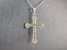 Load image into Gallery viewer, Vintage Estate Sterling Silver Religious Cross Pendant Necklace 6.7g E6709