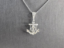 Load image into Gallery viewer, Vintage Estate Sterling Silver Maritime Jesus Anchor Pendant Necklace 3.1g E6714