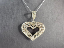Load image into Gallery viewer, Womens Vintage Sterling Silver Filigree Heart Pendant Necklace 14.8g E6717