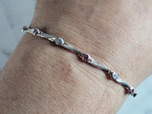 Load image into Gallery viewer, Womens Vintage Estate Sterling Silver Garnet CZ Bracelet 7.2g E6718