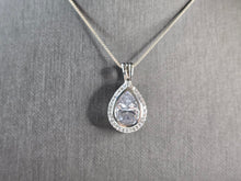 Load image into Gallery viewer, Womens Vintage Estate Sterling Silver CZ Tear Drop Pendant Necklace 8.4g E6719