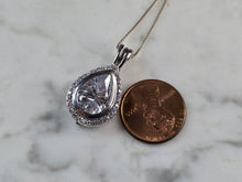 Load image into Gallery viewer, Womens Vintage Estate Sterling Silver CZ Tear Drop Pendant Necklace 8.4g E6719