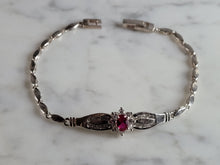 Load image into Gallery viewer, Womens Vintage Estate Sterling Silver Garnet CZ Bracelet 6.4g E6720