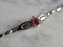 Load image into Gallery viewer, Womens Vintage Estate Sterling Silver Garnet CZ Bracelet 6.4g E6720