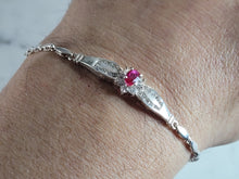 Load image into Gallery viewer, Womens Vintage Estate Sterling Silver Garnet CZ Bracelet 6.4g E6720