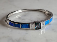 Load image into Gallery viewer, Womens Sterling Silver Modernist Opal Bangle Bracelet 18.3g E6734