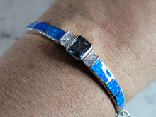 Load image into Gallery viewer, Womens Sterling Silver Modernist Opal Bangle Bracelet 18.3g E6734