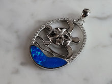 Load image into Gallery viewer, Womens Sterling Silver Blue Opal Sea Turtle Pendant 5.3g E6737