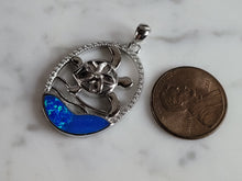 Load image into Gallery viewer, Womens Sterling Silver Blue Opal Sea Turtle Pendant 5.3g E6737
