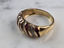 Load image into Gallery viewer, Womens Vintage Estate 14k Yellow Gold Ruby &amp; Diamond Ring 3.8g E6739