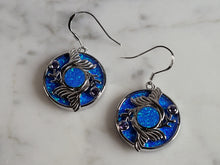 Load image into Gallery viewer, Womens Sterling Silver Blue Opal Mermaid Tail Earrings 9.0g E6740