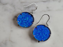 Load image into Gallery viewer, Womens Sterling Silver Blue Opal Mermaid Tail Earrings 9.0g E6740