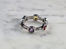 Load image into Gallery viewer, Womens Estate Sterling Silver Modernist Multi Stone Ring 3.9g E6749