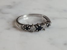 Load image into Gallery viewer, Womens Vintage Estate 14K White Gold Sapphire &amp; Diamond Ring, 2.8g E6751