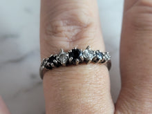 Load image into Gallery viewer, Womens Vintage Estate 14K White Gold Sapphire &amp; Diamond Ring, 2.8g E6751