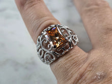Load image into Gallery viewer, Womens Estate Sterling Silver Modernist Citrine Colored Ring 7.2g E6755