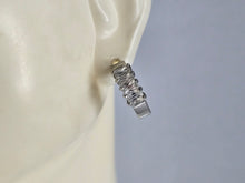 Load image into Gallery viewer, Womens Vintage Estate Sterling Silver CZ Hoop Earrings, 3.6g E6765