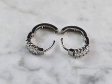 Load image into Gallery viewer, Womens Vintage Estate Sterling Silver CZ Hoop Earrings, 3.6g E6765