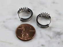 Load image into Gallery viewer, Womens Vintage Estate Sterling Silver CZ Hoop Earrings, 3.6g E6765