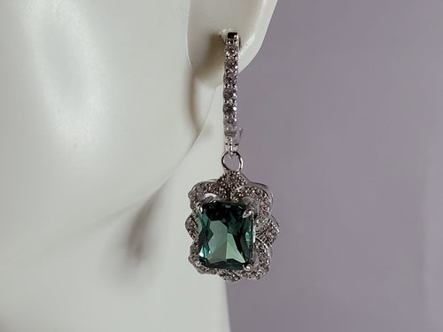 Womens Estate Sterling Silver Modernist CZ Earrings 6.4g E6766