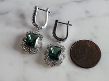 Load image into Gallery viewer, Womens Estate Sterling Silver Modernist CZ Earrings 6.4g E6766