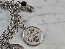 Load image into Gallery viewer, Womens Vintage Estate Sterling Silver Charm Bracelet 57.6g E6767