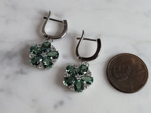 Load image into Gallery viewer, Womens Estate Sterling Silver Modernist Floral CZ Earrings 4.6g E6775