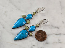 Load image into Gallery viewer, Womens Vintage Estate Sterling Silver Turquoise Earrings 16.8g E6780