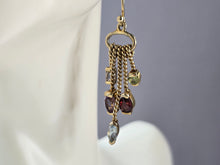 Load image into Gallery viewer, Womens Sterling Silver Gold Tone Modernist Multi Stone Earrings 6.4g E6786