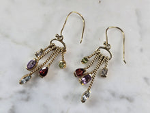 Load image into Gallery viewer, Womens Sterling Silver Gold Tone Modernist Multi Stone Earrings 6.4g E6786