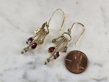 Load image into Gallery viewer, Womens Sterling Silver Gold Tone Modernist Multi Stone Earrings 6.4g E6786