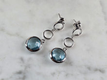 Load image into Gallery viewer, Womens Vintage Estate Sterling Silver Modernist Topaz Earrings 3.6g E6789