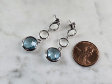Load image into Gallery viewer, Womens Vintage Estate Sterling Silver Modernist Topaz Earrings 3.6g E6789