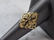 Load image into Gallery viewer, Womens 10K Yellow Gold Modernist Filigree Ring 2.0g E6790