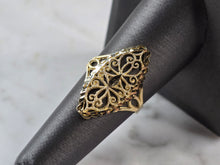 Load image into Gallery viewer, Womens 10K Yellow Gold Modernist Filigree Ring 1.7g E6793