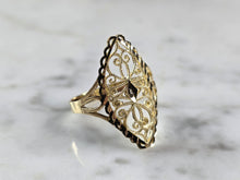 Load image into Gallery viewer, Womens 10K Yellow Gold Modernist Filigree Ring 1.7g E6793