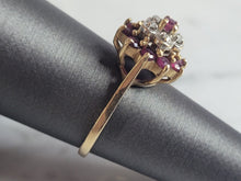 Load image into Gallery viewer, Womens Vintage Estate 14k Yellow Gold Ruby &amp; Diamond Ring 3.1g E6795