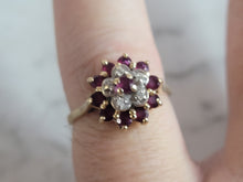 Load image into Gallery viewer, Womens Vintage Estate 14k Yellow Gold Ruby &amp; Diamond Ring 3.1g E6795