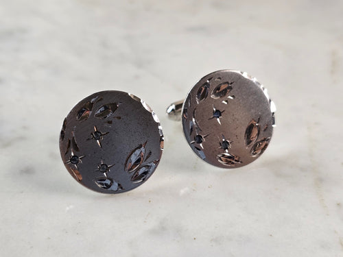 Mens Vintage Estate Sterling Silver Modernist Anson Cufflinks 11.9g E6805