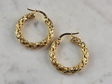 Load image into Gallery viewer, Pr of Womens Vintage Estate 14K Yellow Gold Hoop Earrings 3.3g E6817