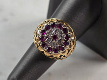 Load image into Gallery viewer, Womens Vintage Estate 10k Yellow Gold Diamond Amethyst Ring 8.2g E6821