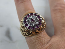 Load image into Gallery viewer, Womens Vintage Estate 10k Yellow Gold Diamond Amethyst Ring 8.2g E6821