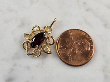 Load image into Gallery viewer, Womens Vintage Estate 14k Yellow Gold Garnet Pendant 2.2g E6831
