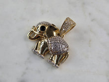 Load image into Gallery viewer, Womens Vintage Estate 14K Gold CZ Onyx Elephant Pendant 6.0g E6832