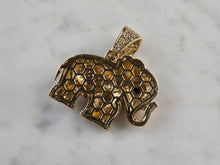 Load image into Gallery viewer, Womens Vintage Estate 14K Gold CZ Onyx Elephant Pendant 6.0g E6832