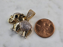 Load image into Gallery viewer, Womens Vintage Estate 14K Gold CZ Onyx Elephant Pendant 6.0g E6832