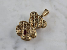 Load image into Gallery viewer, Womens Vintage Estate 14K Gold CZ Teddy Bear Heart Pendant 6.1g E6833